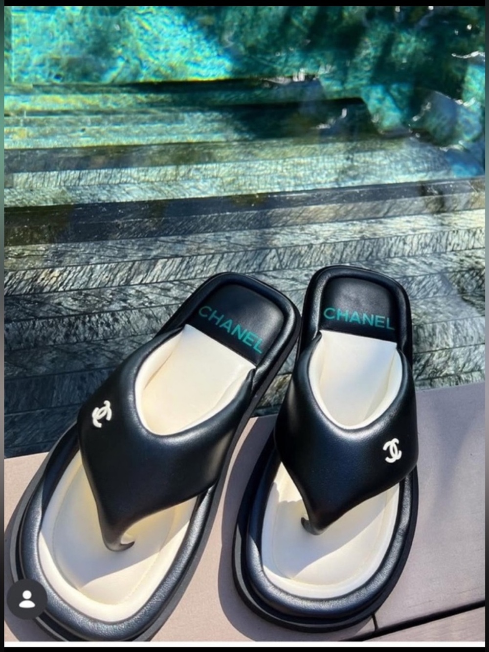 Chanel Black Leather CC Logo Slides | EU 37 | Worn Once